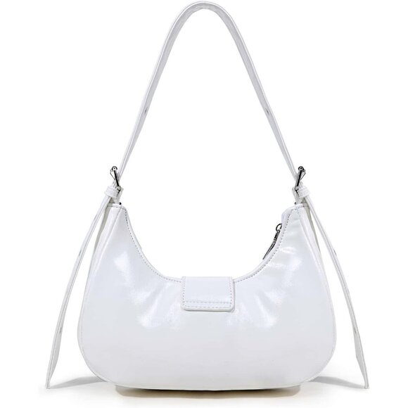 Women's Studded PU Leather Tote Handbag Adjustable Strap Boho Bags -White - Picture 6 of 11